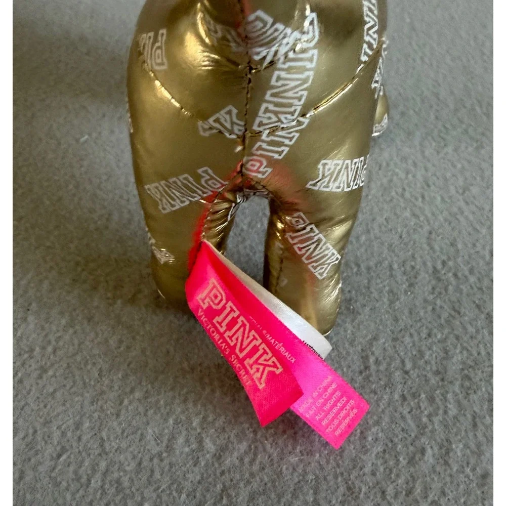 Victoria's Secret PINK Plush Dog Mascot Metallic Gold Logo
